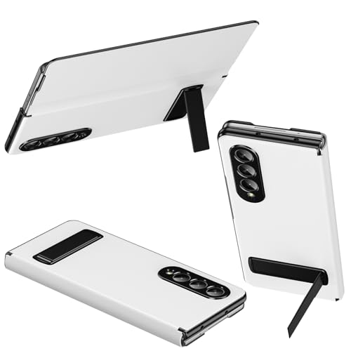 Coque Samsung Galaxy Z Fold3 en cuir PU blanc avec béquille invisible et fermeture magnétique