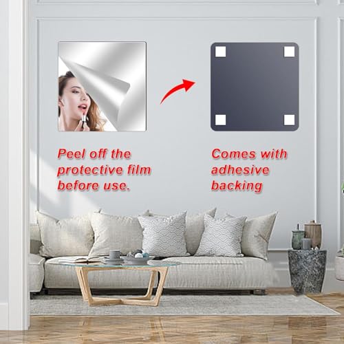 Image of 4 Pack Wall Mirror Full Length, 12 x 14 Inch Unbreakable Acrylic Mirror Tiles, Shatterproof Flexible Plastic Mirror Sheets for Bedroom Home Gym Door (4P 12 inchx 14 inch)