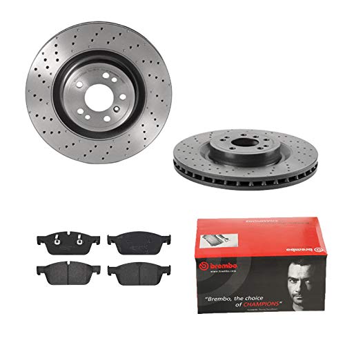 2 Bremsscheiben belüftet 350 mm + Bremsbeläge Vorne von Brembo Gelocht/innenbel (1420-57634) Bremsensatz Bremsanlage Bremsen-Kit,Bremsenset, Bremsscheiben, Bremsbeläge, Bremsen-Set, Beläge,