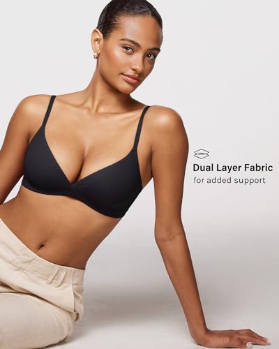 INLYRIC Women's Inbarely Triangle Bralette Comfortable Unlined V Neck Wireless Smoothing Bra Top Stretch4