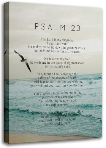 Bible Psalm 23 Canvas Wall Art Christianity Verse Painting Picture Wall Decor Religion Inspirational Scripture Poster Print Artwork for Church Prayer Room Bedroom Office Home Decoration 12inx16in