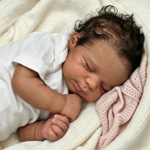 Muñeco Reborn Black Niño 18 pulgadas Realista miniatura 4