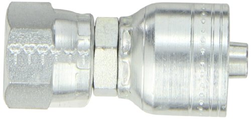 Image of Aeroquip 1AA8FJ6 Carbon Steel Global TTC (Thru the Cover) Crimp Hose Fitting Female JIC Swivel, Straight, 3 /8 inch Hose ID, 3 /4 inch - 16 Thread