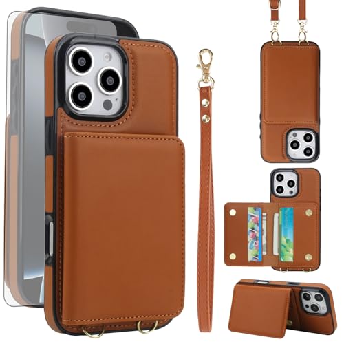 Coque iPhone 16 Pro Max évitez la casse et le vol avec étui portefeuille RFID et bandoulière