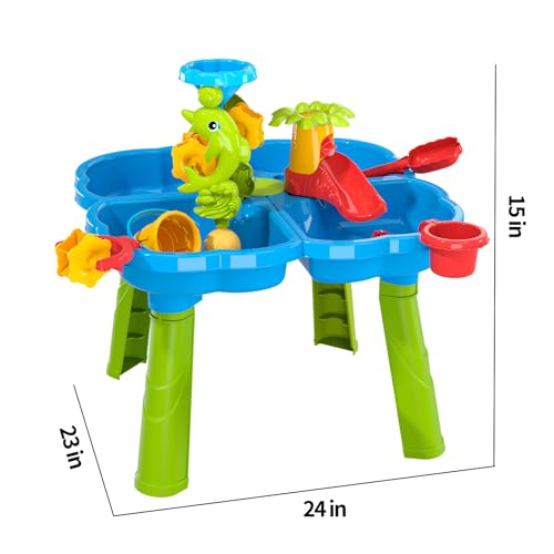 image for TEMI 4-in-1 Kids Sand Water Table for Toddlers 3-5, 32PCS Sandbox Tabl