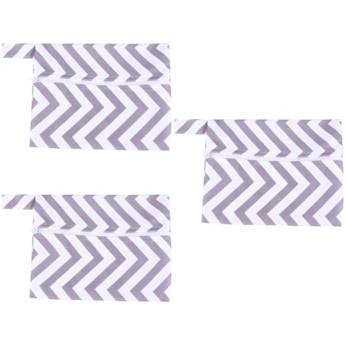 3 Pezzi Borsa Per Pannolini Leggera Per Esterni Piccola Chiusura Con Cerniera Tessuto Robusto Motivo A Strisce Grigie