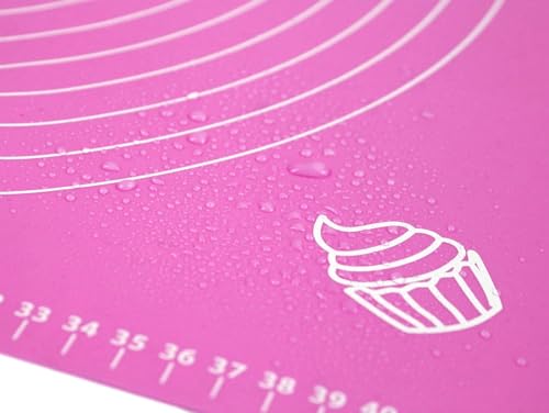 Image of Silicone Baking Mat Roti mat Silicone Chapati Atta Kneading Mat Non Stick Fondant Rolling Mat Stretchable for Kitchen Roti Chapati Cake Baking Mat (Pink 50x40cm)