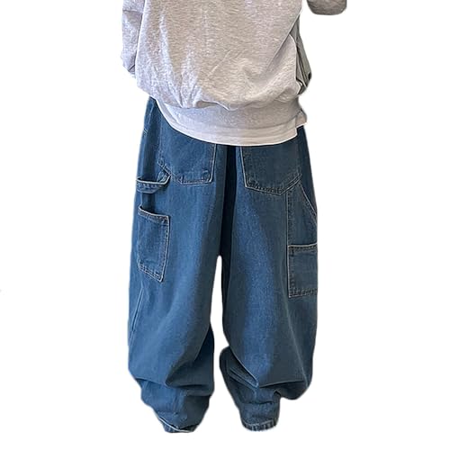 Nutriangee Men's Baggy Wide Leg Jeans Streetwear Y2K Hip Hop Loose Fit Casual Denim Pants2