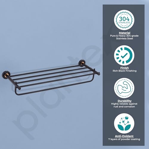 Image of Plantex Brass with 304 Grade Stainless Steel Towel Hanger for Bathroom /Towel Rack /Towel Holder /Bathroom Accessories - RDAB (Black)