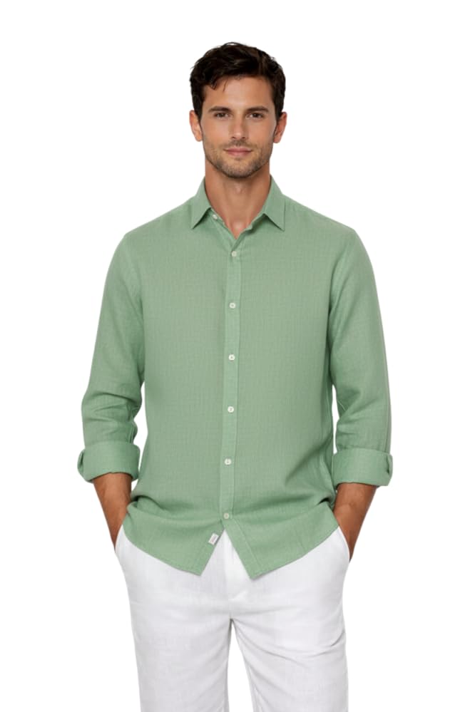 crystal sky Pure Cotton Linen Full Sleeve Shirt for Men Slim Fit Solid Latest Summer Casual Formal Office Wear Shirt-picture-34