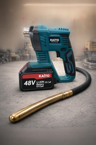 Image of KAITO Cordless Concrete Vibrator 48 V Li-ion | 3200 RPM High-Speed Concrete Compactor | 15-Cell 6.0 Ah Two-Battery Powered Portable Vibrating Tool with Fast Charger | Model 25-35 (Rod Not Included)