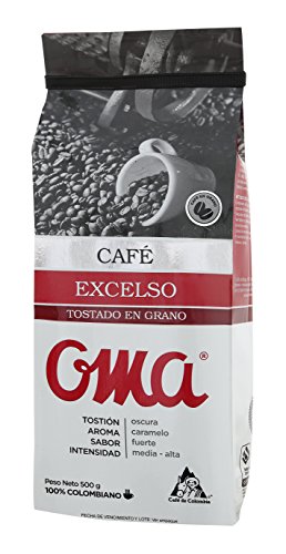 Roasted Coffee Beans OMA Excelso 500 gr /17.6oz 100% Colombian Arabia Coffee Beans