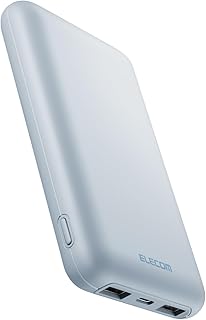 エレコム モバイルバッテリー 大容量 10000mAh USB PD対応 20W Type-C×1 USB-A×2 ケーブル付属 【 iPhone Pixel OPPO NINTENDO SWITCH など各種対応】 ブルー DE-C44-10000BU