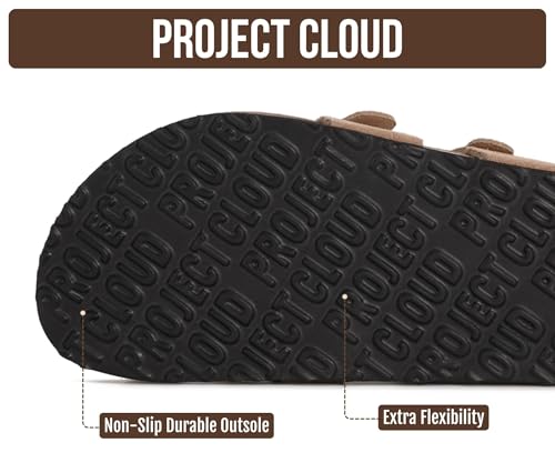 Image of Project Cloud 100% Genuine Leather Womens Sandals -Lightweight Womens Slides Memory Foam Insole & Cork Footbed Sandals Women - Non-Slip Beach Essentials Summer Sandals for Women 2026 (Lian)