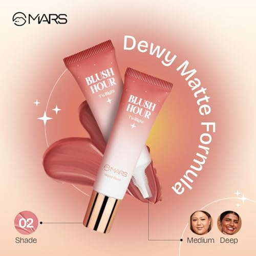 MARS Liquid Blush Hour | Dewy-Matte Finish | Highly Pigmented | Lightweight & Long-Lasting Formula | Effortless Application (12 ml) (02-TWILIGHT) - Image 3 thumbnail