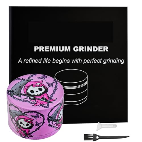 Sytranrein Macinino per erbe aromatiche, 4 pezzi, con parte superiore magnetica, denti di squalo e raccogli polline, 50 mm, in metallo, per erbe secche e spezie (gatto diavolo)