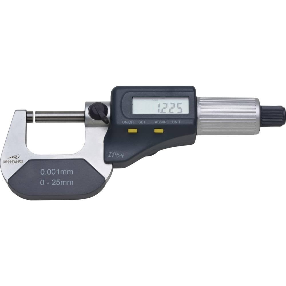 Helios Preisser Digitale Bügelmessschraube (IP54, mm / inch Umschaltung, Kunststoffetui, Messbereich 25 – 50 mm) 0912 502