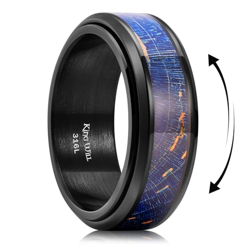 Image of King Will 316L Stainless Steel Spinner Ring for Men Women- 8mm Width Fidget Ring with Dragon /Celtic Knot Pattern, Stress Anxiety Relief Comfort Fit Wedding Band