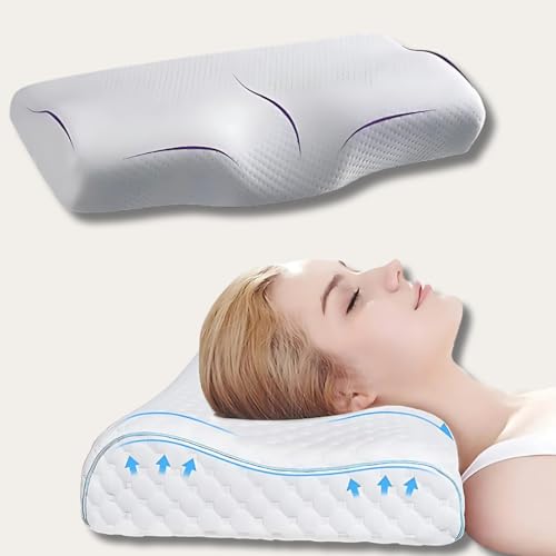 RAIVATS CARE Memory Foam Pillow, Contour Cervical Anti Snoring Orthopedic Memory Foam Pillows Supports Neck Pain and Shoulder Pain for Sleeping, Ergonomic Cervical Pillow Neck Support Pillow (White)