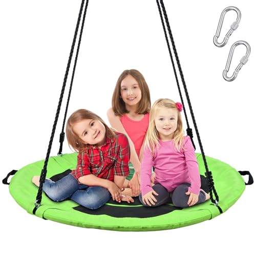 Trekassy Balançoire de Jardin pour Enfants, capacité maximale 317 kg, diamètre 101,6 cm, Tissu textilène, siège Rond, 18 Mois de Garantie (Vert)