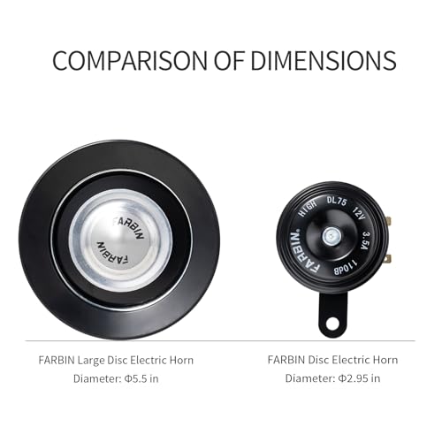 Image of FARBIN Car Horn Loud 12V High /Low Tone Super Loud Waterproof Motorcycle Horn for Trucks Pickups SUV (Black)