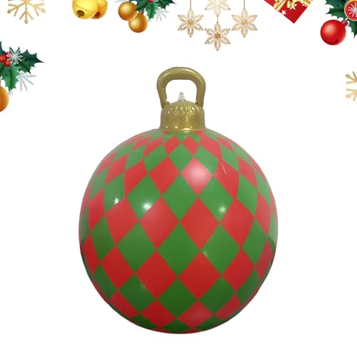 Bola de Navidad Inflable al Aire Libre – navideño Gigante de 24 Pulgadas, Ligero para Colgar, decoración llamativa | para Eventos de en el Patio, el Porche y la Sala de Estar.