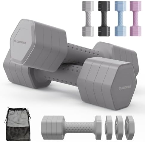 Adjustable Dumbbell Set of 2, 4 in 1 Free Weights Dumbbells Set, ...