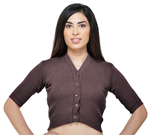 Image of Women Winter Wear V-Neck Half Sleeves Regular Fit Woollen Blouse