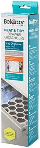 Beldray LA085115EU7 Neat and Tidy Drawer Organisers, Up To 31 Compartments, Hexagon Shape, Honeycomb Wardrobe Storage, Drawer Dividers for Ties, Socks, Underwear and Make-Up, White/Dark Grey Heather