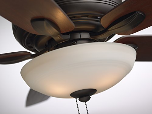 Ashland Led Ceiling Fan With Light Kit | 52 Inch Fixture With 5 Blades, Removable Glass Shade, And Pull Chain | Low Profile Hugger With Dual Mount Design And Downrod, Oil Rubbed Bronze #TOP4