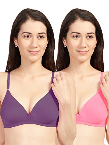 Image of SONARI Omania Womens Non-Padded Cotton Polyester Bras - Solid, Non-Wired, Medium Coverage, Hand Washable (Pack of 2)