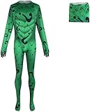 HuGuiqny Riddler Cosplay Jumpsuit Spandex Suit Adult Men Edward Riddler Bodysuit Costume Women for Halloween (Green, Medium)