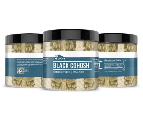 Earthborn Elements Black Cohosh 200 Capsules, Pure & Undiluted, No Additives #TOP1