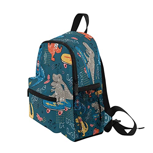 senya Kids Backpack with Chest Clip, Listen Music Dinosaur Toddler Schoolbag Preschool Bag for Girls Boys One Size3