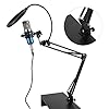 VBXCMLDPO BM800 USB Condenser Microphone Kit, Professional Studio Recording Mic with Flexible Boom Arm, One - Directional Pickup for PC Desktop Laptop Streaming Singing Podcasting (blue+silver) #3