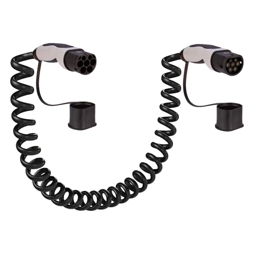 POLY POOL - PP2855 Caricabatterie Auto Elettrica - Connessione Trifase Cavo 2 a Tipo 2-7,4 KW - Cavo Caricabatterie Auto Elettrica 32 Ampere - Cavo 4 metri Spiralato