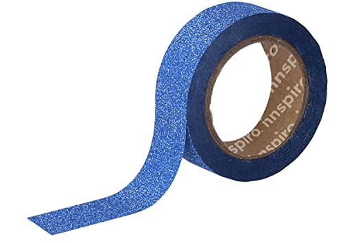 INNSPIRO Cinta masking tape purpurina azul 15mm.x6,5m. Serie Glitter