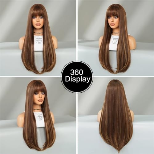 Perruque de cosplay à reflets blonds naturels et vert clair lisse