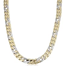 Kooljewelry Mens 14k Two-tone Gold Curb Link Necklace 11 mm, 22 inch
