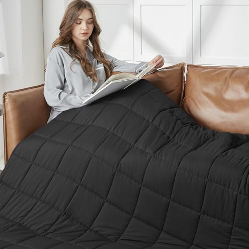 CYMULA Weighted Blanket for Adults (25lbs 88"x104" King Size) - Cooling Breathable Heavy Blankets for Summer Winter - Ultra Microfiber Soft Comfort Blanket with Glass Beads - Gifts for Men/Women