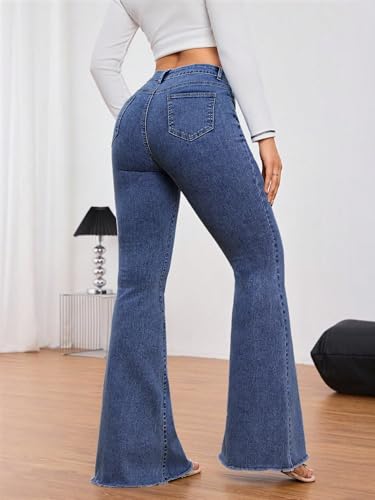 Image of KOTTY Women's Bootcut Flare Jeans with Slim Fit Thigh and Wide Hem Design