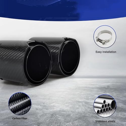 Tubo de escape de alta calidad con fibra de carbono brillante y puntas de acero negro 5