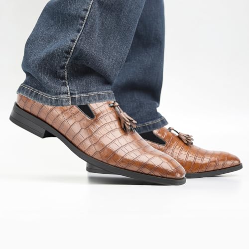 Image of Meijiana Mens Loafers Wedding Dress Shoes Slip-On Loafers for Men Tuxedo Suit Shoes