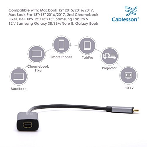 Adaptador USB Tipo C a Mini DisplayPort hembra cable Thunderbolt 3 compatible MacBook 4K 60Hz 3