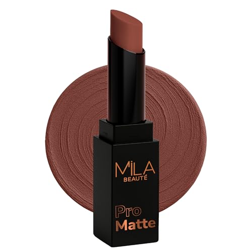 Image of Mila Beaute Pro Matte Lipstick | Highly Pigmented & Long lasting | Semi Matte Finish | Light Weight Lipstick | Single Swipe Application | Luxurious Lip Color | Shade - (Zeenat, 4.2g)