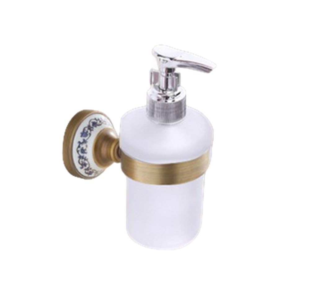 Antik gebürstetes massives Messing-Badezimmer-Zubehör-Set, europäisches Porzellan-Badezimmer-Hardware-Set, Keramik-Retro-Badezimmer, Seifenspender