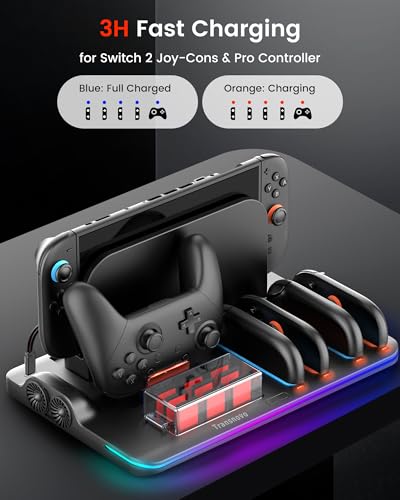 Image of Cooling Fan Pro Controller & Joycons Charger for Switch 2 (2025), Cool Down Joy Con Charging Dock Accessories for Switch2, Cools to Enhance Performance & Extend Console Battery Life (Grey)