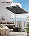 SONGMICS Sonnenschirm 200 x 125 cm, Balkonschirm UPF 50+, Sonnenschutz, beidseitig um 30° knickbar, höhenverstellbar, mit Aufbewahrungstasche, für Garten, Terrasse, ohne Ständer, grau GPU25GY