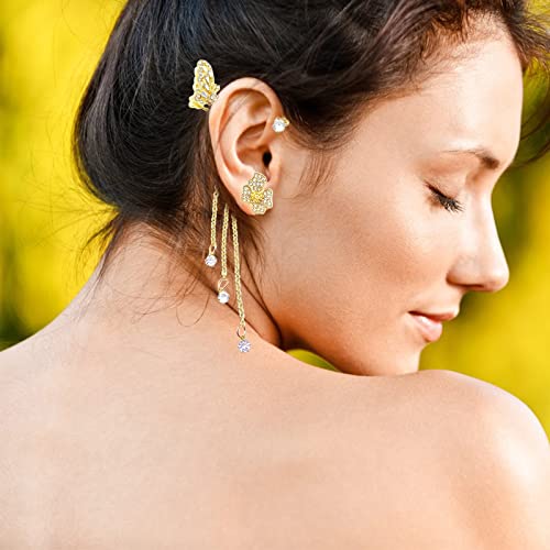 Shining Butterfly Ear Cuffs Zircon Butterfly Earrings for Women Ear Cuffs for Women Non Piercing Ear Wrap Around Earrings4