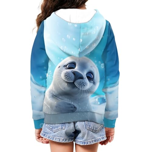 HUIACONG Harp Seal Hoodie Zip Up Teen Girls Hoodies Size 14-16 Kids Cute Sweatshirt Long Sleeve Shirt Jackets Coat Boys Full Zipper Hoody Fall Clothes Outfit Hooded Top Cardigan2